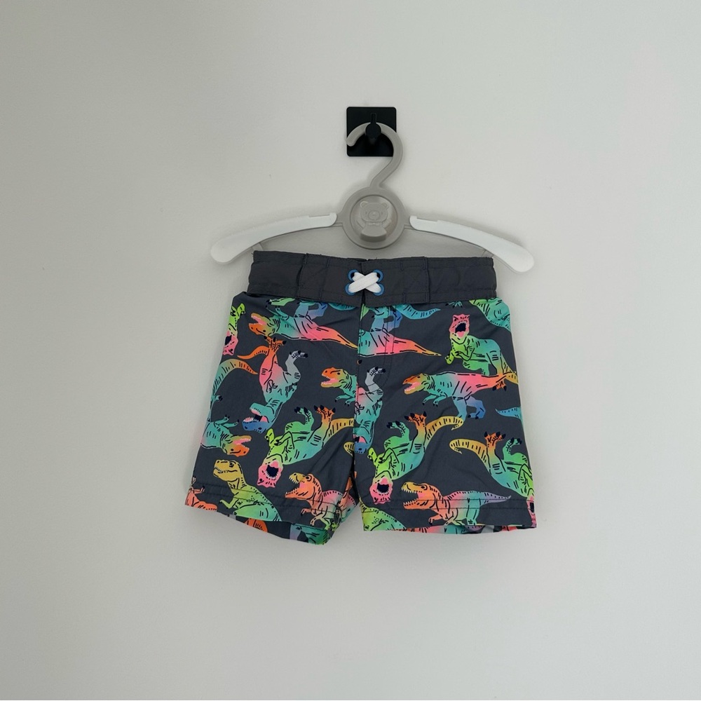 Kids Neon Dino Swim Trunks